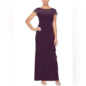 NWT Alex Evenings Long Column Dress with Sweetheart Neck Size 6 Petite
